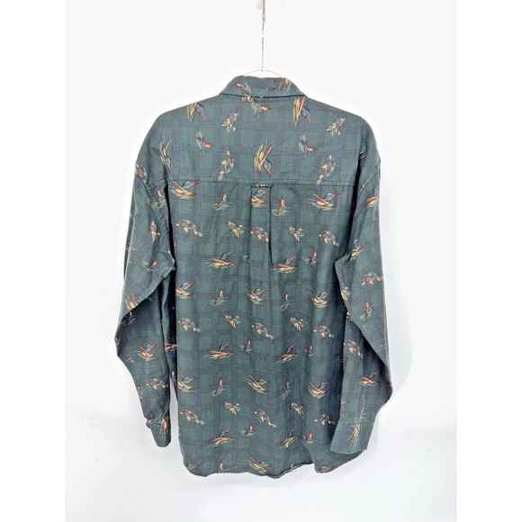 Vintage Gant Chelsea Twill Mens Button Down Green Bird Shirt Size L Retro Unique - Picture 4 of 5